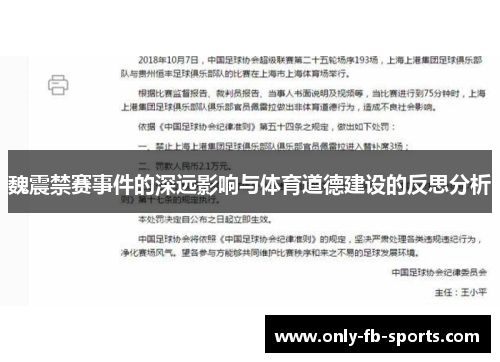 魏震禁赛事件的深远影响与体育道德建设的反思分析